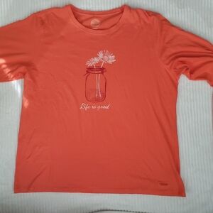 Life is good NWOT “Jar with flowers” orange long sleeve Shirt